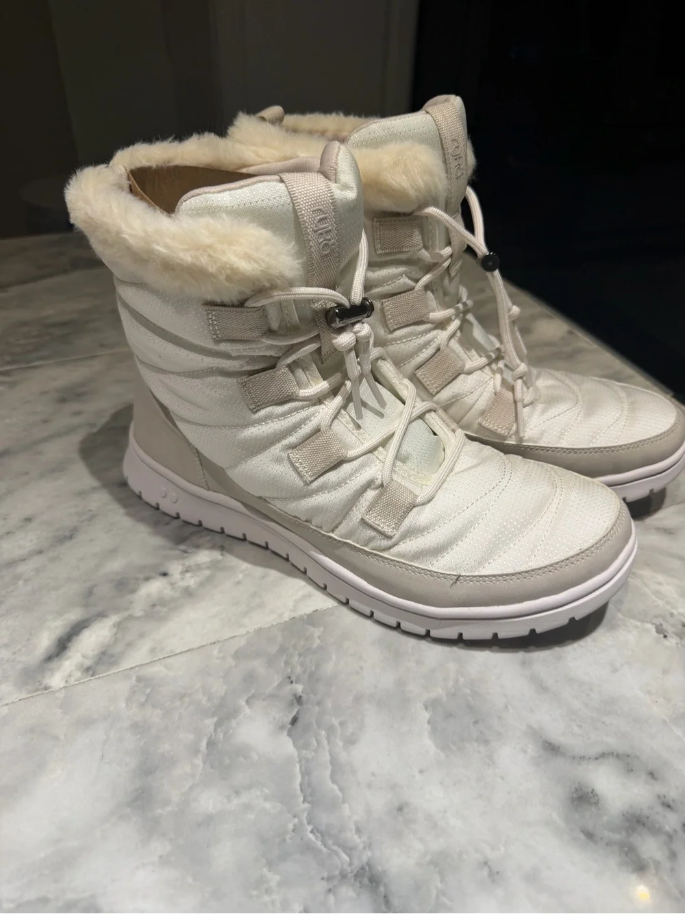 Ryka Women's Cream Faux-Fur Ankle Winter Boots